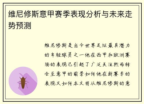 维尼修斯意甲赛季表现分析与未来走势预测